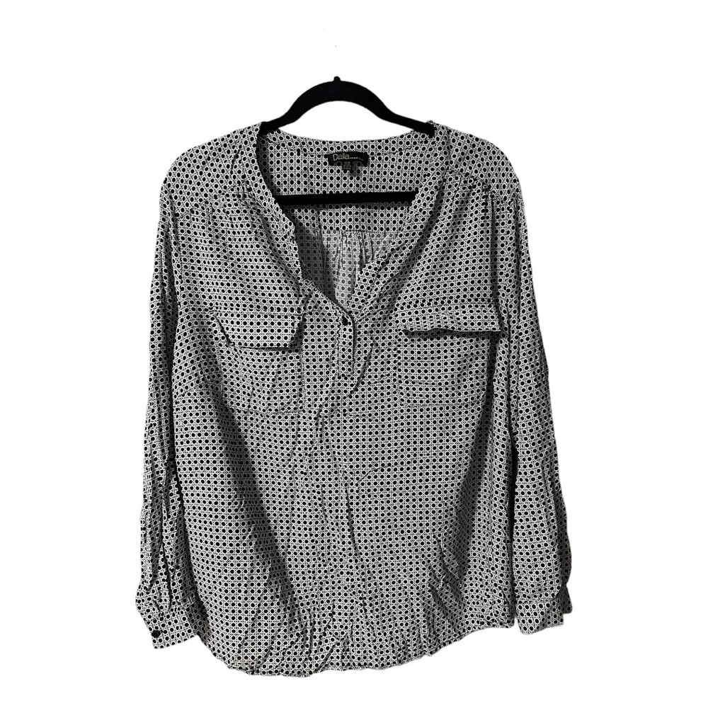 A Dalia blouse in black and white in size 2X